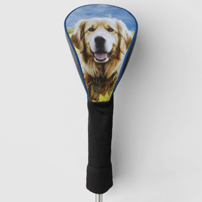 Golden Retriever in a Sunflower Field Golf Head Cover (Front)