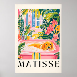 Golden Retriever in Bathtub Art Print Matisse
