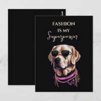 Golden retriever in black glasses in gold chains