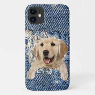 golden retriever in blue denim hole Case-Mate iPhone case