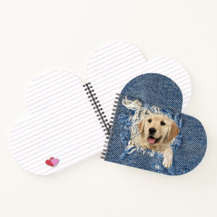 Golden Retriever in Blue Jean Hole  Notebook