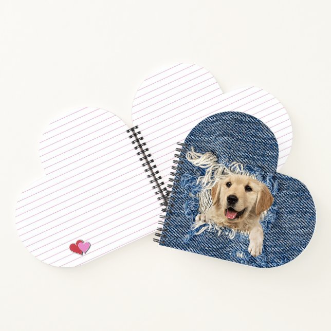 Golden Retriever in Blue Jean Hole  Notebook (Inside)