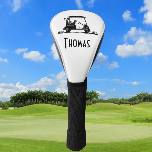 Golden Retriever In Cart Name Golf Head Cover (Creator Uploaded)