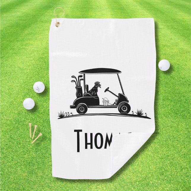  Golden Retriever In Cart Name Golf Towel (Creator Uploaded)
