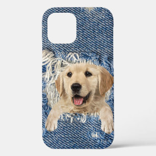Golden Retriever in Denim Hole iPhone 12 Case