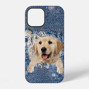 Golden Retriever in Denim Hole iPhone 12 Case