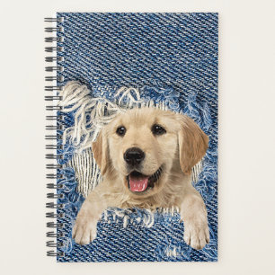 Golden Retriever in Denim Hole Planner