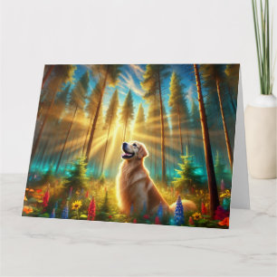 Golden Retriever in Enchanted Forest Card