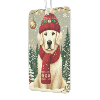 Golden Retriever in Festive Sweater - Cozy Christm Car Air Freshener