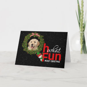 Golden Retriever in holiday wreath Card