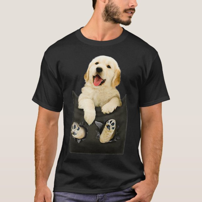 Golden Retriever In Pocket Puppy T-Shirt (Front)