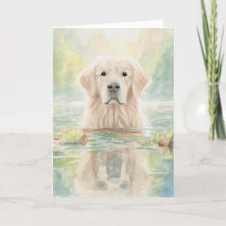 Golden Retriever in Pond Greeting Card