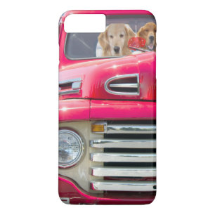 golden retriever in red retro truck Case-Mate iPhone case