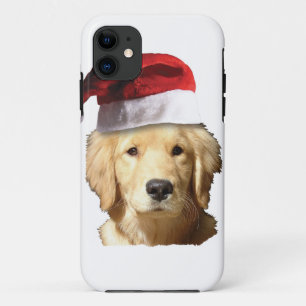 Golden Retriever In Santa Hat iPhone 11 Case