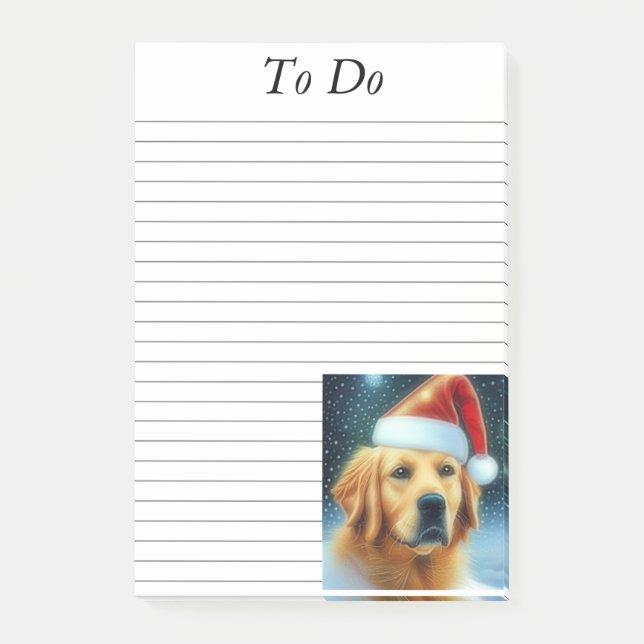 Golden Retriever in Santa Hat Post-it Notes (Front)