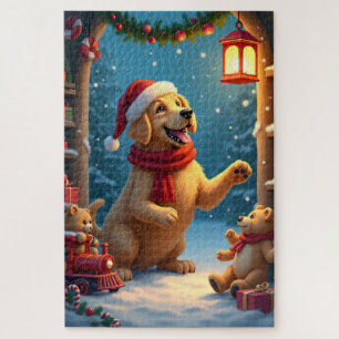 Golden Retriever in Santa’s Workshop Christmas Jigsaw Puzzle