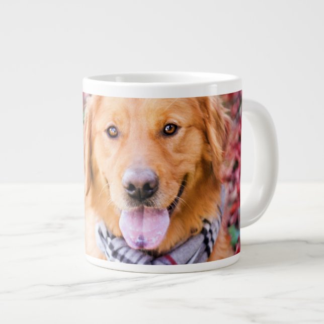 Golden Retriever In Scarf Large Coffee Mug (Front Right)