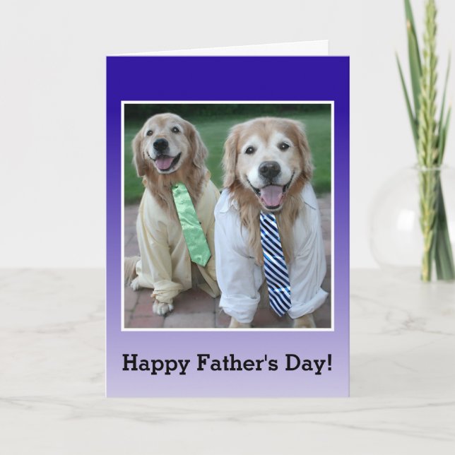 Golden Retriever in Shirt and Tie Father's Day Card (Front)