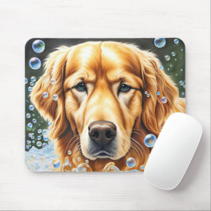 Golden Retriever In Soap Bubbles Mouse Pad