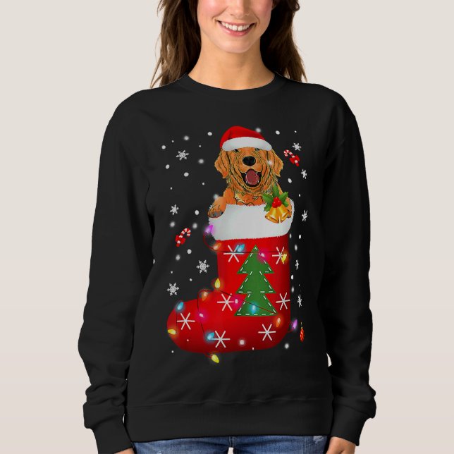 Golden Retriever In Sock Christmas Sweatshirt (Front)