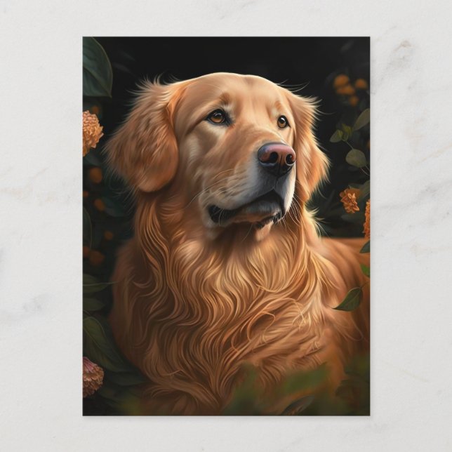 Golden Retriever in the Garden - Postcard (Front)