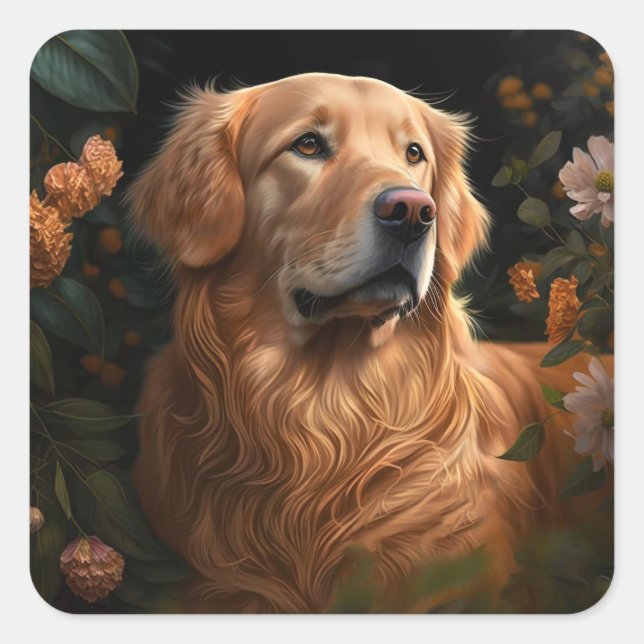 Golden Retriever in the Garden - Sticker  (Front)