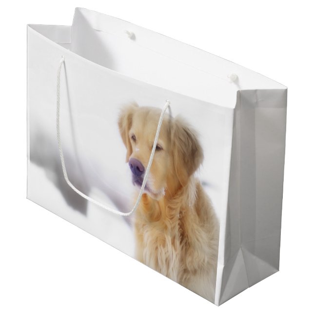 Golden Retriever in the Snow Large Gift Bag (Front Angled)