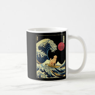Golden Retriever Japanese Kanagawa Wave Funny Surf Coffee Mug