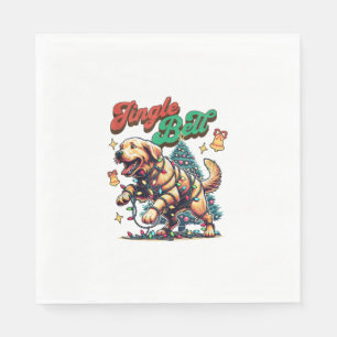 Golden Retriever Jingle Bell Santa Christmas Holid Napkin
