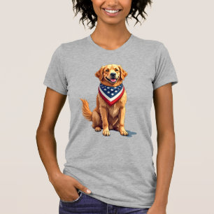 Golden Retriever July 4th Vintage Patriotic Tee 2