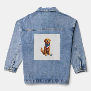Golden Retriever July 4th Vintage Patriotic Tee 2 Denim Jacket