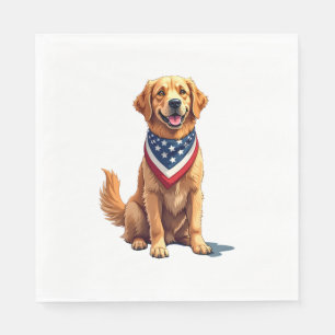 Golden Retriever July 4th Vintage Patriotic Tee 2 Napkin