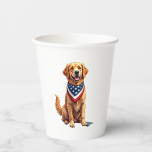 Golden Retriever July 4th Vintage Patriotic Tee 2 Paper Cups