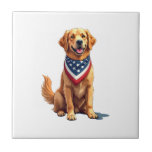 Golden Retriever July 4th Vintage Patriotic Tee 2 Tile<br><div class="desc">Golden Retriever July 4th Vintage Patriotic Tee 2</div>