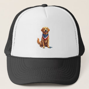 Golden Retriever July 4th Vintage Patriotic Tee 2 Trucker Hat