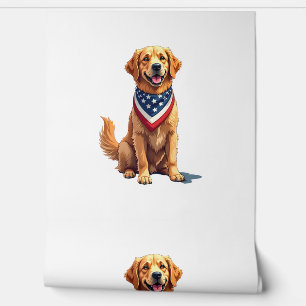 Golden Retriever July 4th Vintage Patriotic Tee 2 Wallpaper