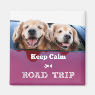 Golden Retriever Keep Calm and Road Trip Magnet
