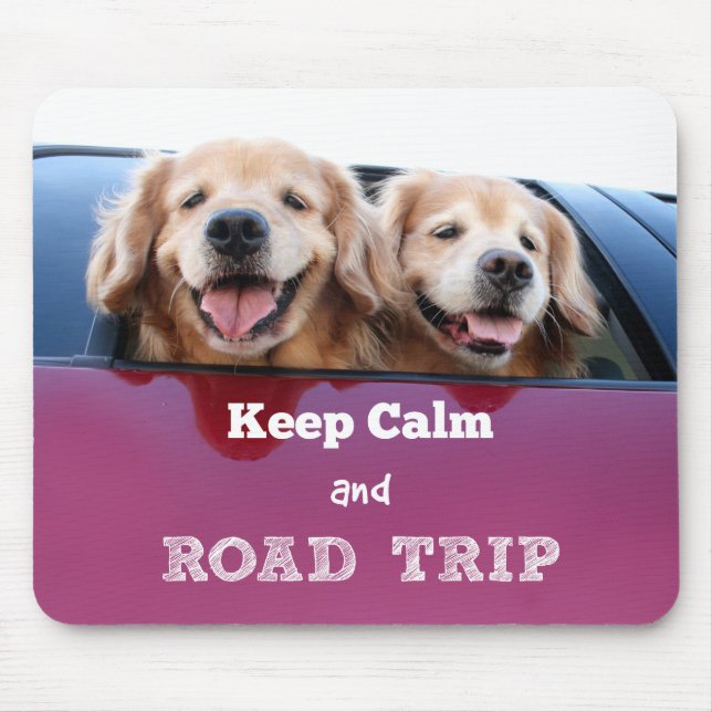 Golden Retriever Keep Calm and Road Trip Mouse Pad (Front)