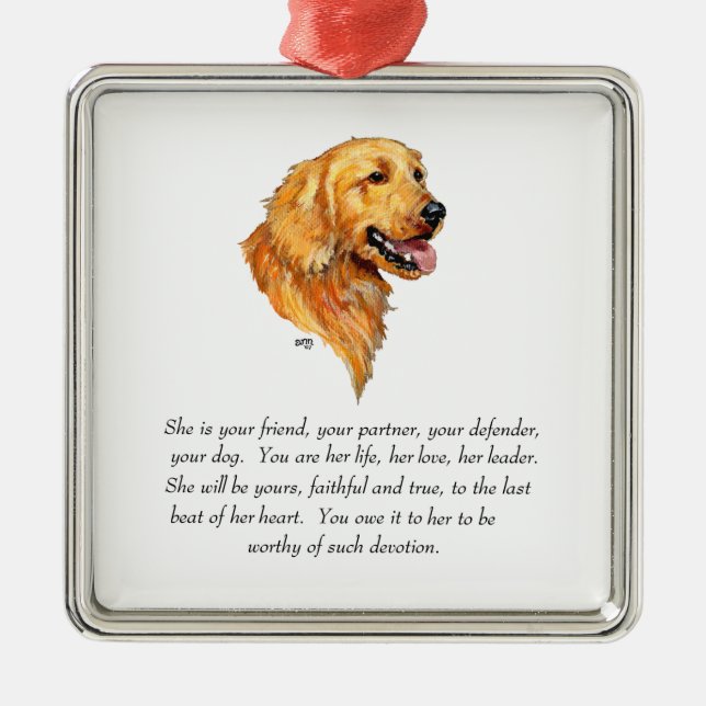 Golden Retriever Keepsake Metal Tree Decoration (Front)