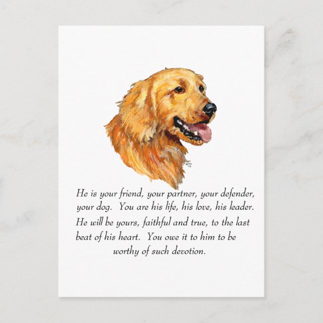 Golden Retriever Keepsake Postcard (Front)