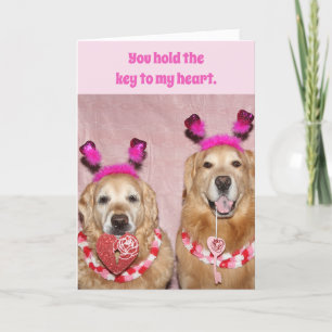 Golden Retriever Key to My Heart Valentine's Day Card