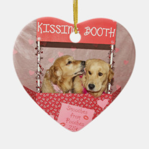 Golden Retriever Kissing Booth Ceramic Tree Decoration