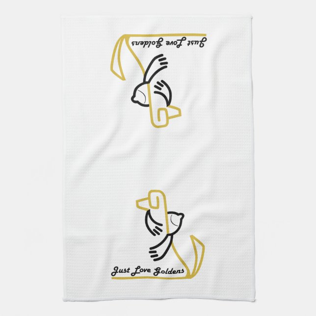 Golden Retriever Kitchen Towel, Just Love Goldens Tea Towel (Vertical)