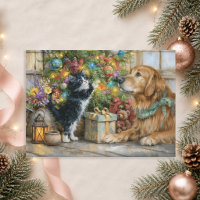 Golden Retriever Kitten Christmas Tree 