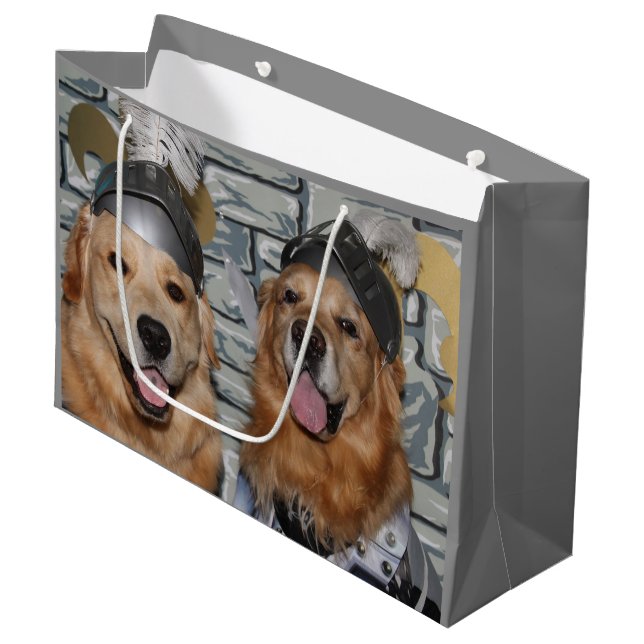 Golden Retriever Knights Large Gift Bag (Front Angled)