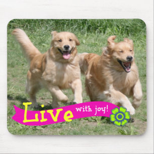Golden Retriever Live With Joy Mouse Pad