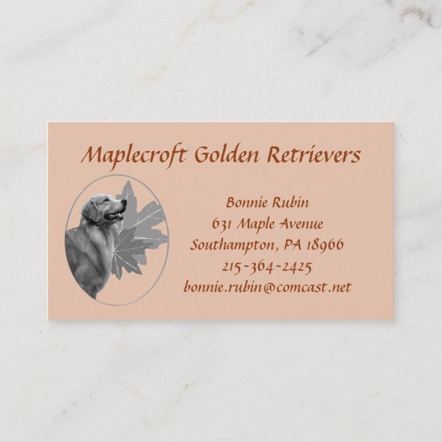 Golden Retriever Maplecroft Business Card 2 (Back)