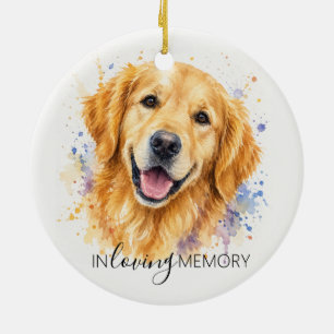 golden retriever memorial watercolour christmas ceramic tree decoration
