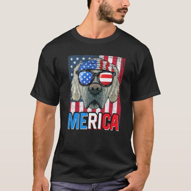 Golden Retriever Merica Flag 4th Of July Dog Ameri T-Shirt (Front)