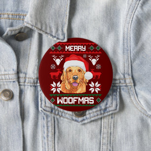 Golden Retriever Merry Woofmas Sweatshirt Dog 10 Cm Round Badge